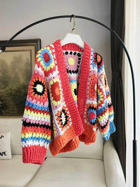 Red crochet hippie vest for women