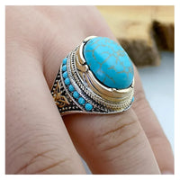 Turquoise & Gold Hippie Ring