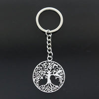 Tree of life macrame keychain with a metal pendant