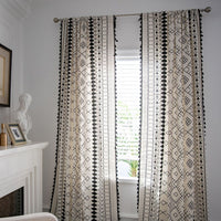 Hippie style curtains with a colorful psychedelic print