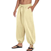 Wide-leg harem pants with loose cut and elastic waistband