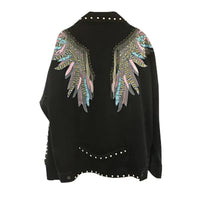 Embroidered Wings Denim Boho Jacket