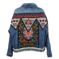 Floral Embroidered Denim Boho Jacket