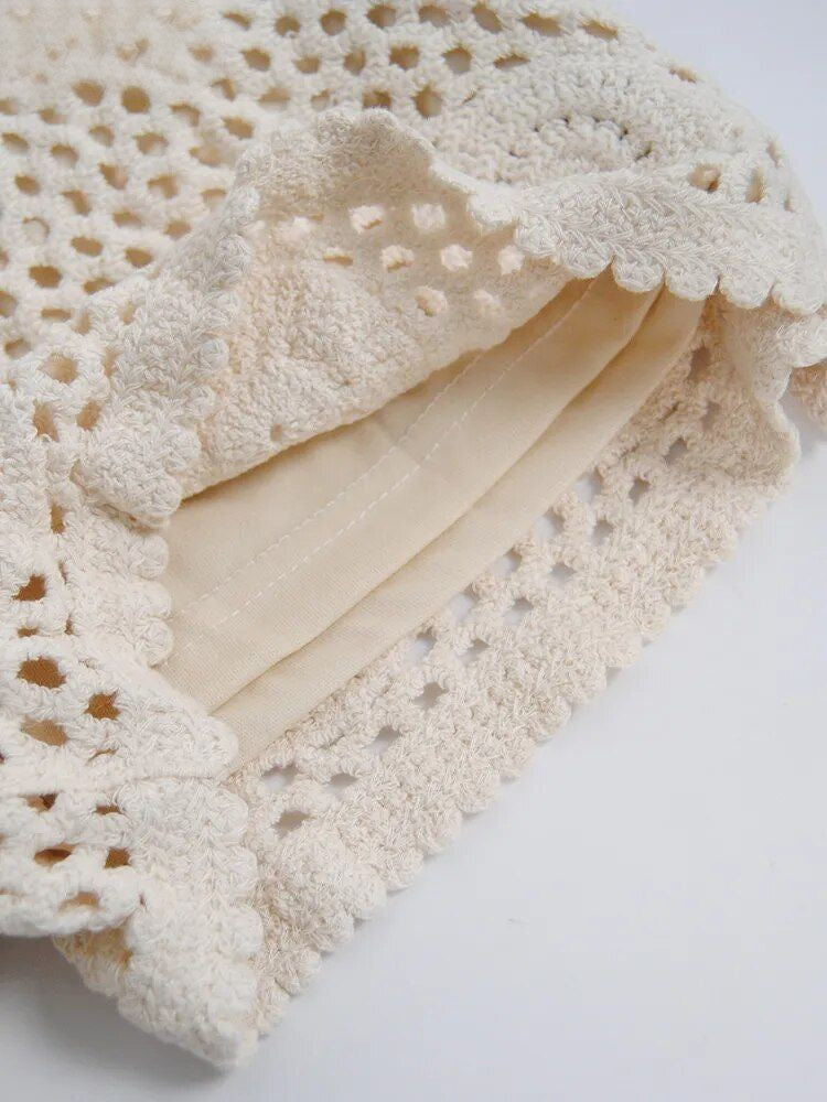 Boho Shorts aus Häkelspitze, High Waist