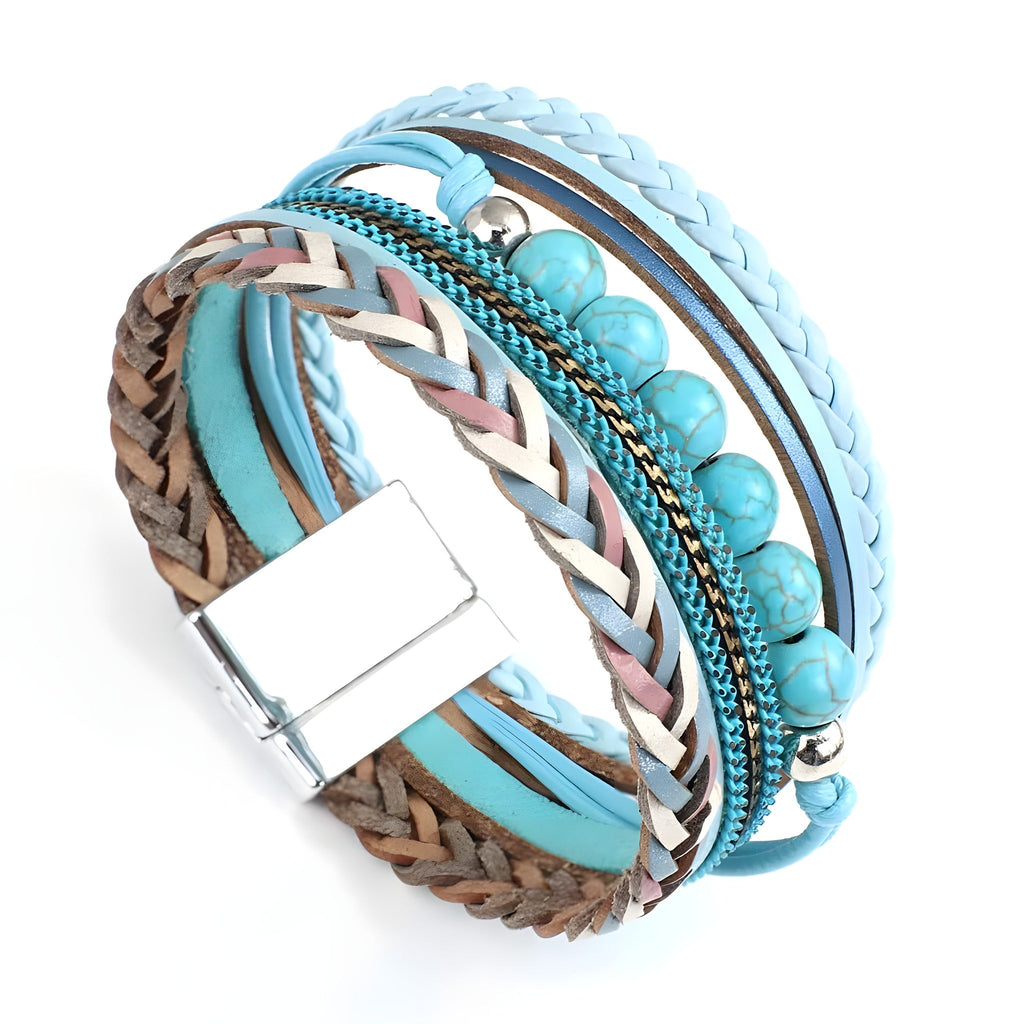 Side view of the magnetic clasp on the turquoise bracelet