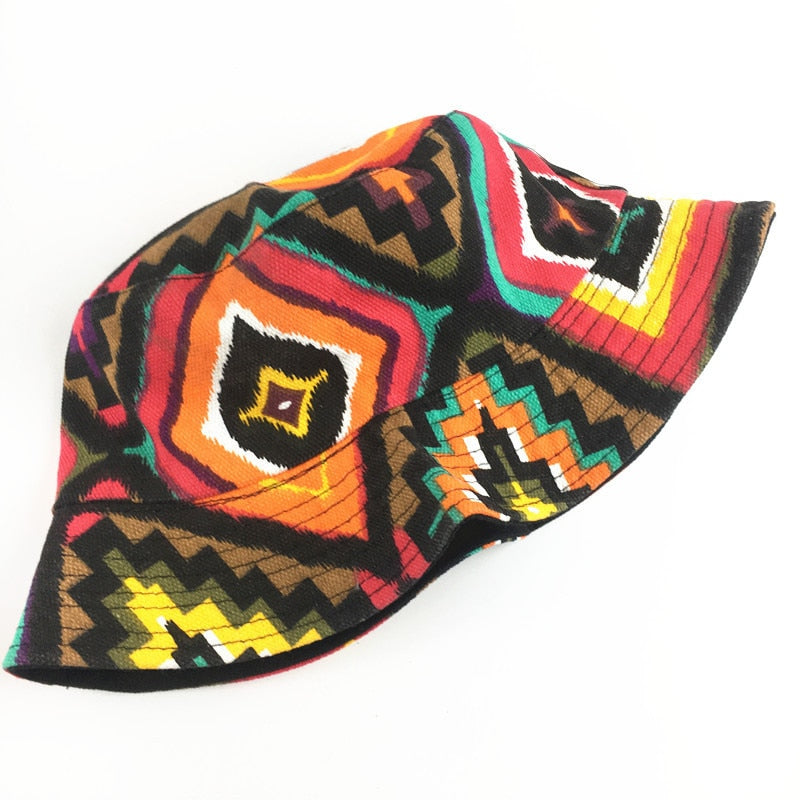 Sombrero bucket de algodón para hombre con estampado azteca