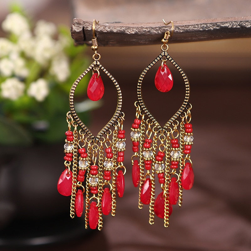 Flower Hippie Earrings, Boho Chic