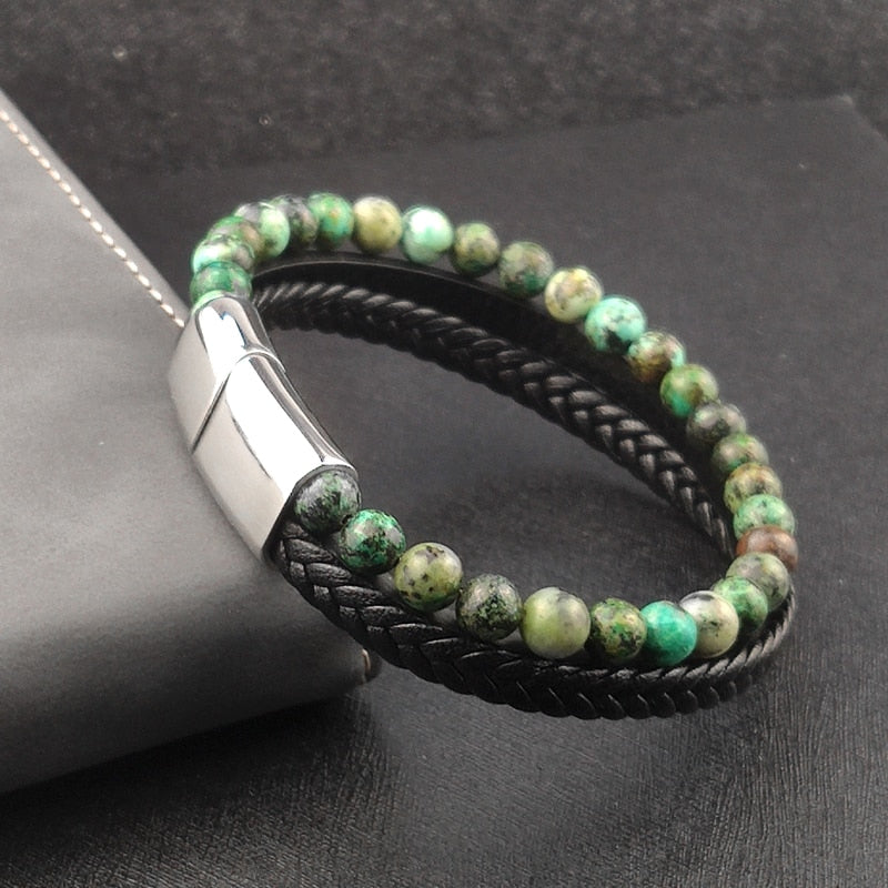 Herren Hippie Armband aus Stahl mit Mittelknoten und Ring-Detail