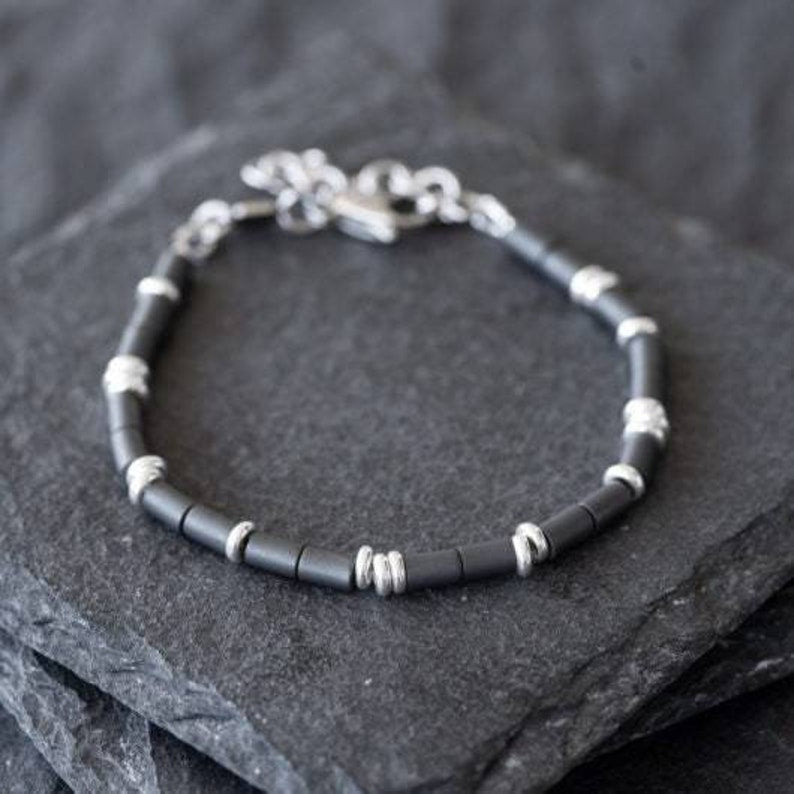 Silver-tone hippie bracelet with a clean minimalist look