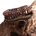 Vintage 60s hippie bracelet with gold beads and colorful design