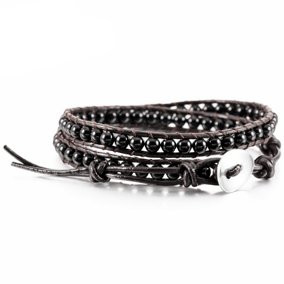 Black rock-chic hippie bracelet for a bold boho look