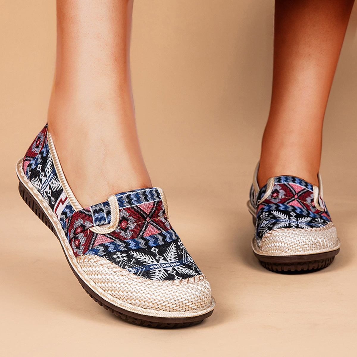 Women's hippie chic flat shoes shown in full