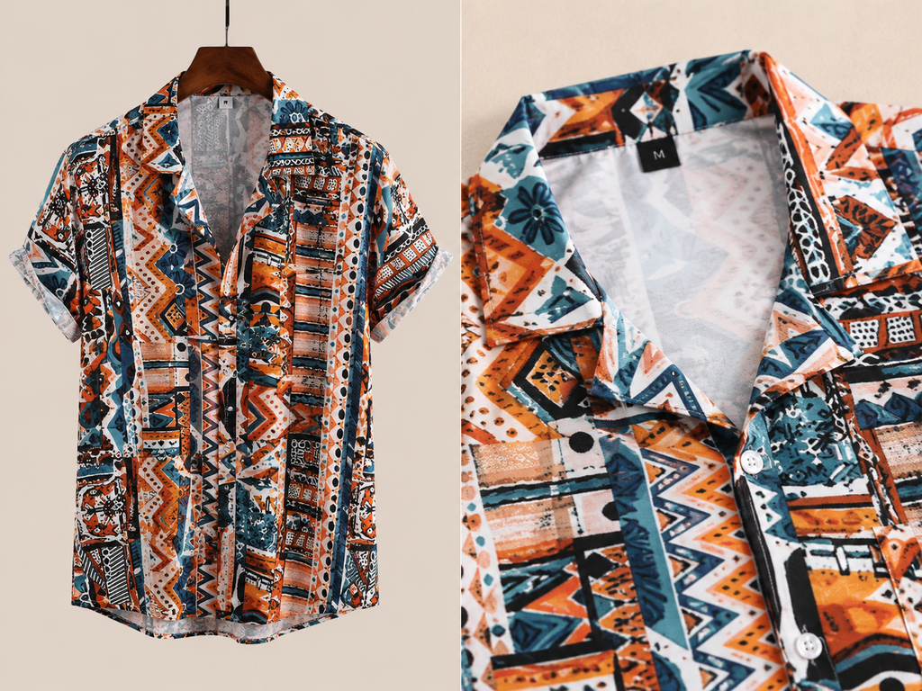 Mens Hippie Shirt · Aztec Print