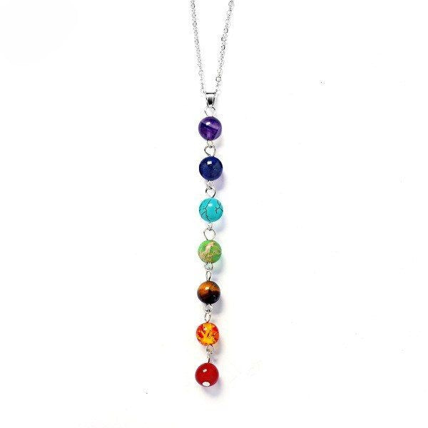 Hippie Necklace – 7 Chakra Beads in Steel