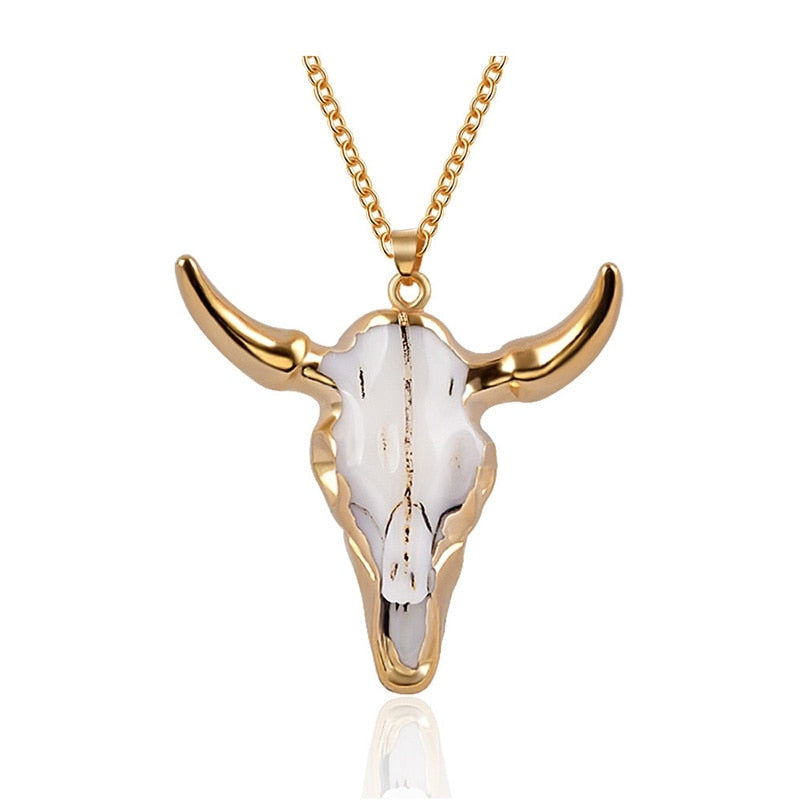 Cow Skull Western Hippie Necklace