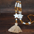 Womens Boho Wood Bead Hippie Necklace