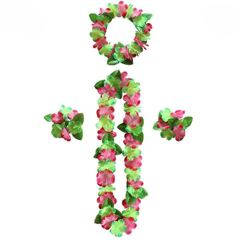 Crepe paper flower hippie necklace in tropical colors