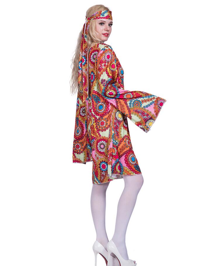 Paisley hippie kostume til damer med pandebånd