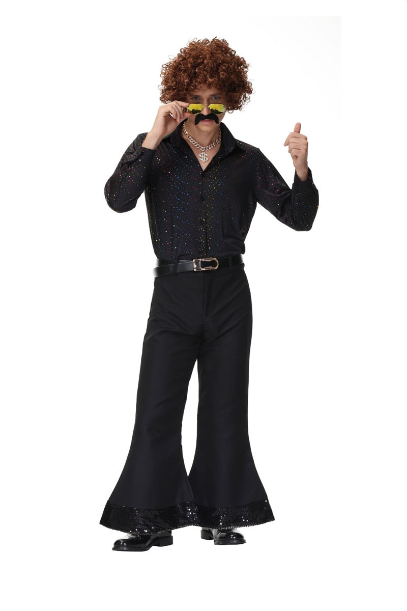 Mens 70s Disco Sequin Hippie Costume