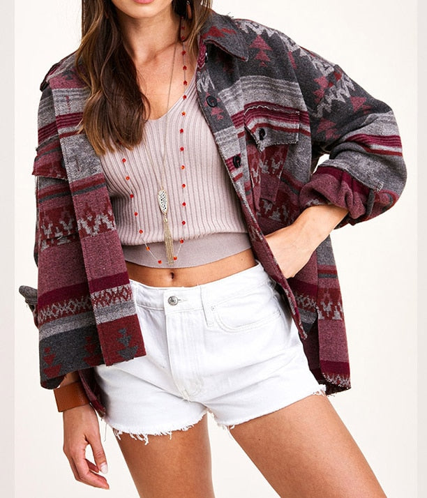 Bohemian vest shown with its understated front details