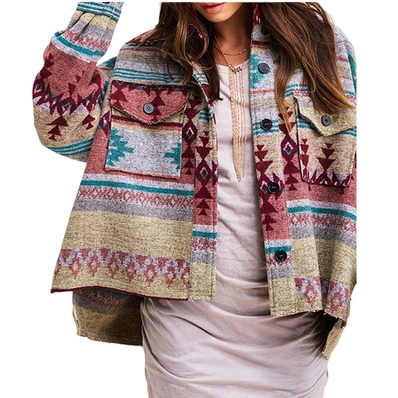 Women's bohemian vest in wool with long sleeves