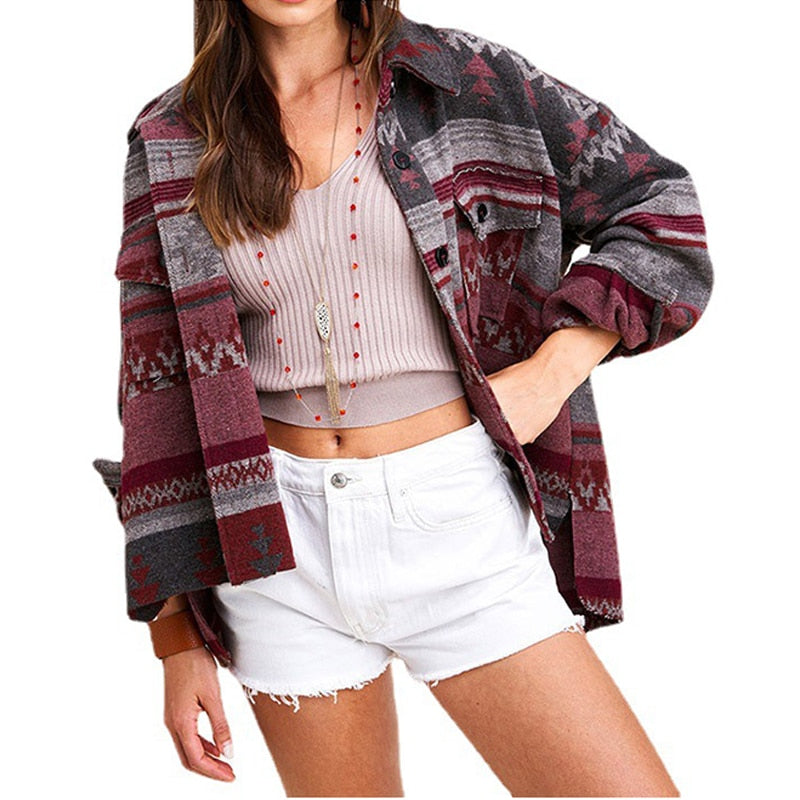 Red bohemian hippie vest for women
