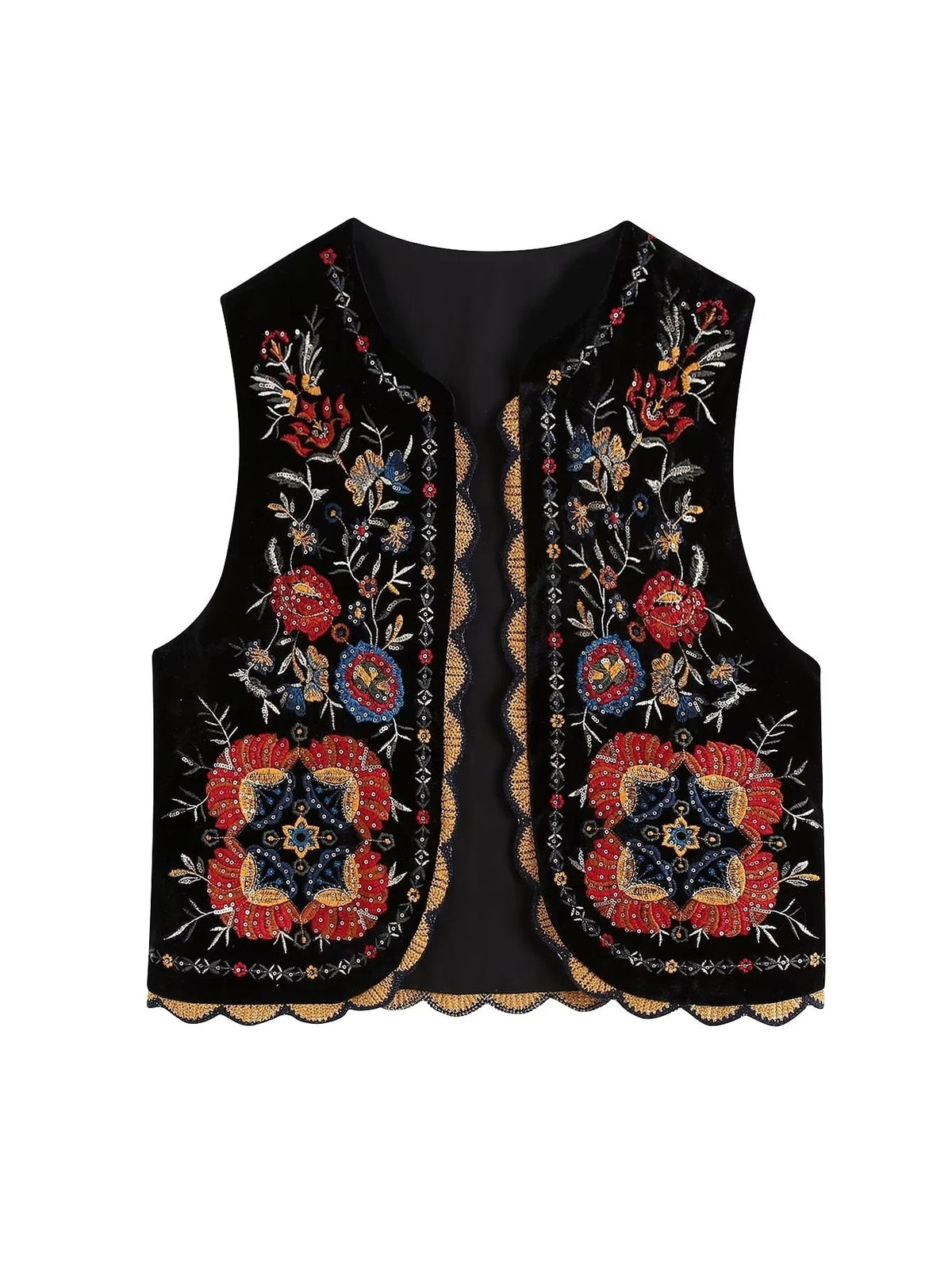 Black vintage hippie vest with seventies styling