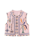Chaleco hippie vintage años setenta rosa, vista frontal