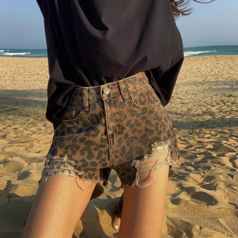 Leopard Print Boho Shorts