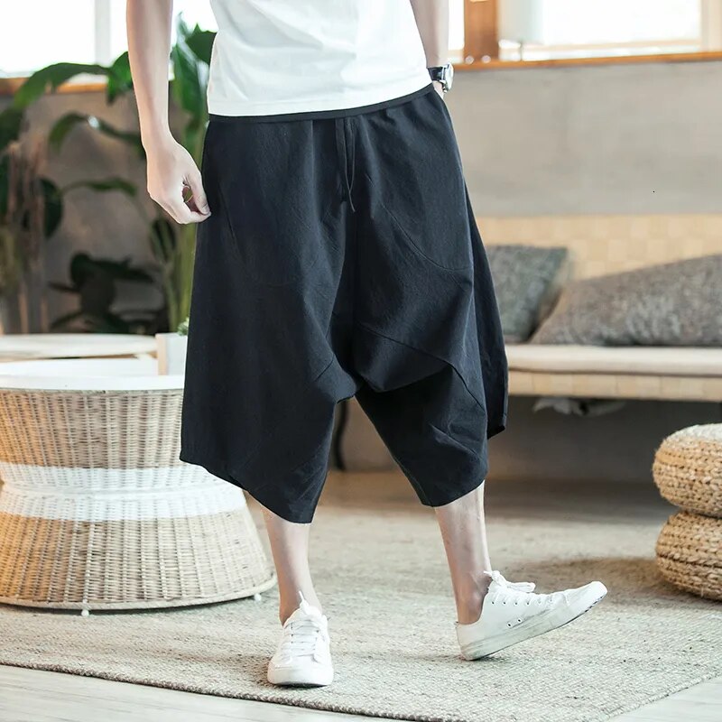 Cropped harem pants shown in another color option
