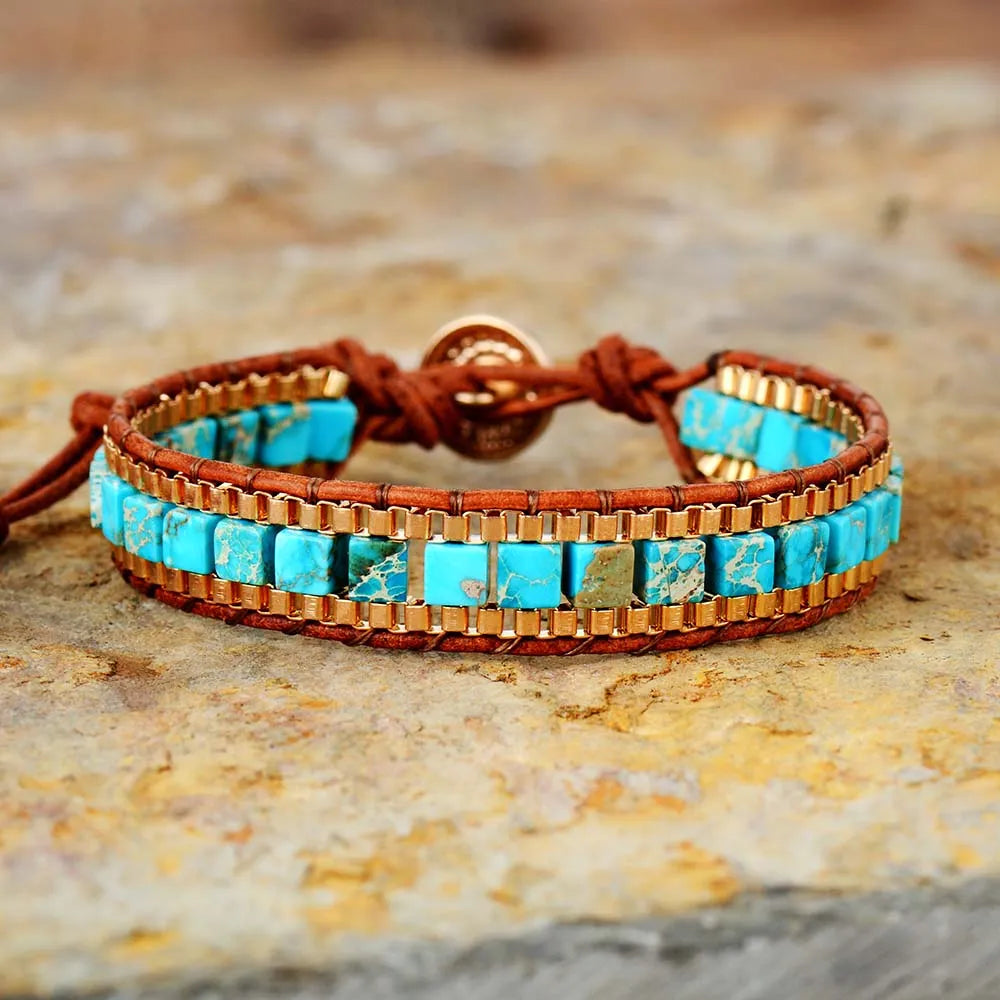 Boho rannekoru – turkoosi, miesten