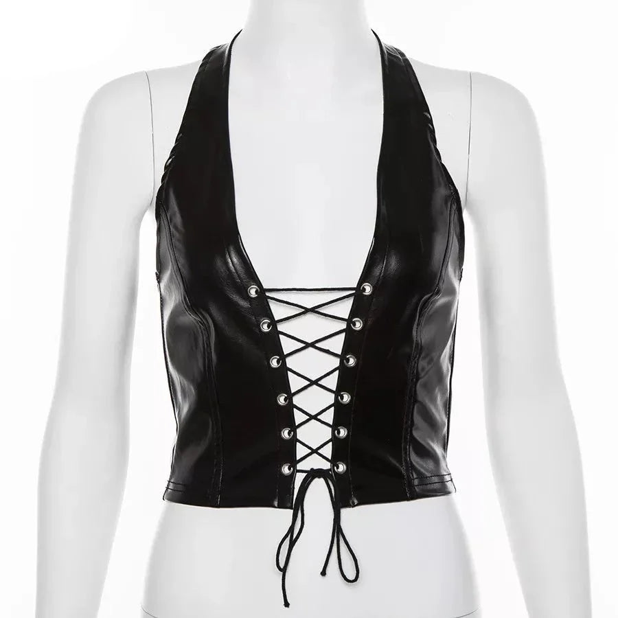 Women's Leather Crop Top