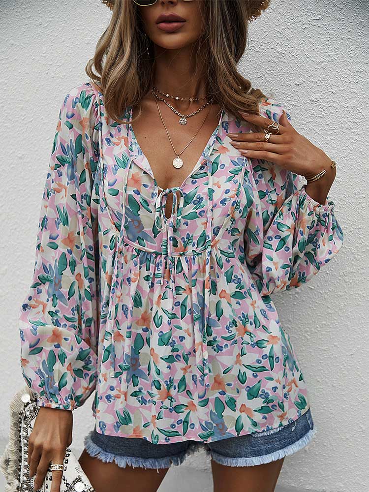 Retro hippie top with a contemporary cut on a model