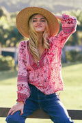 Hippie top voor dames met kleurrijke bloemmotieven