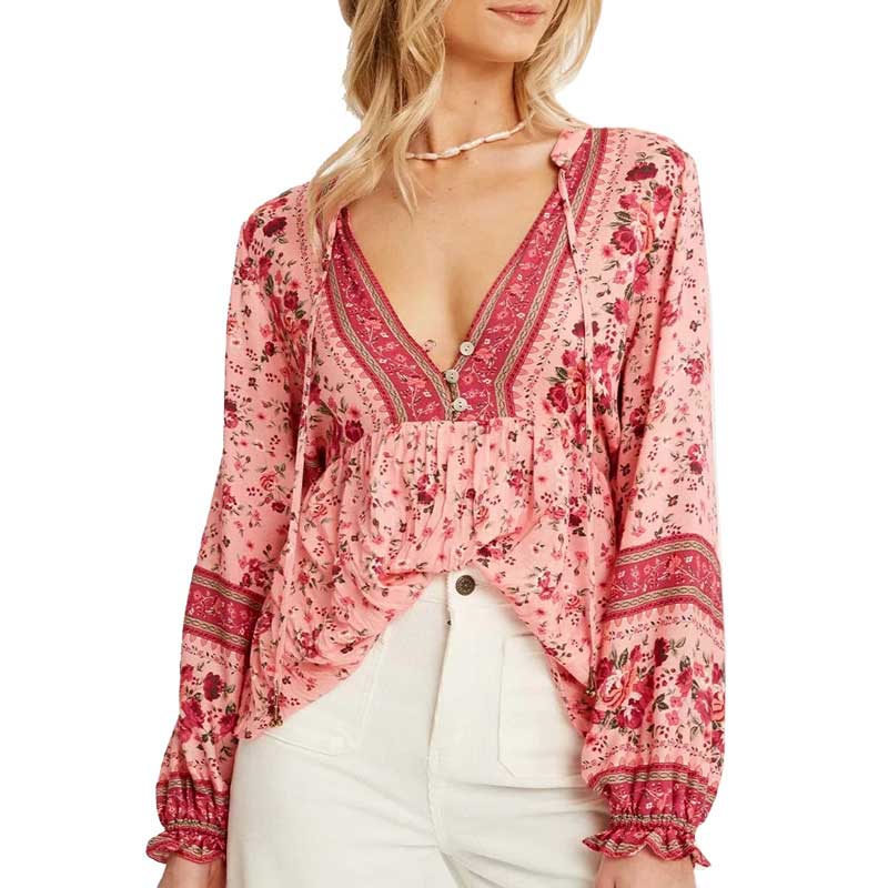 Hippie top met bloemen voor dames, tweede stylingbeeld