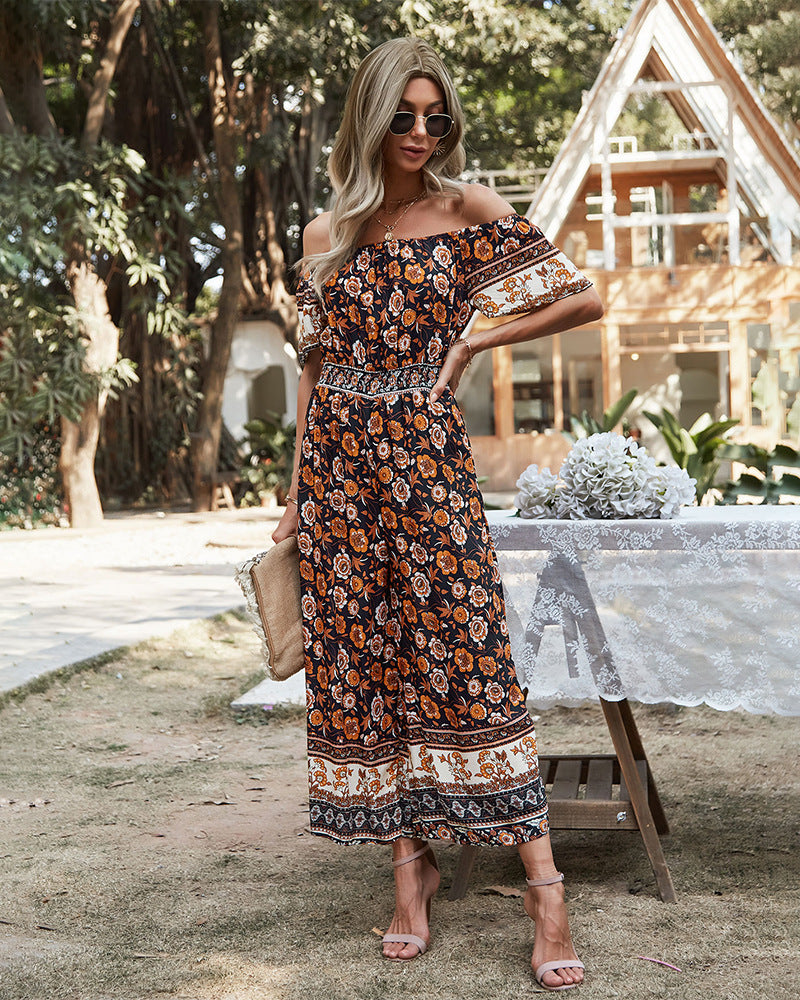 Boho Jumpsuit – Schwarz, Schmale Passform
