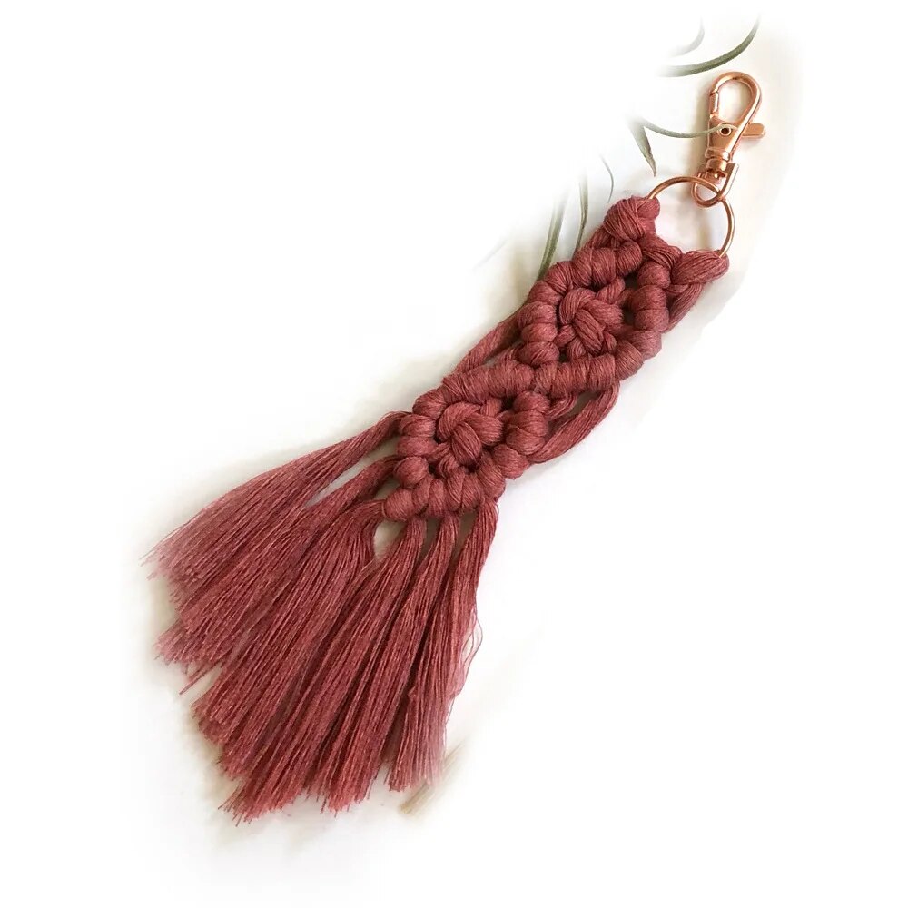 Macrame keychain for men seen in full length