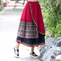 Boho print hippie skirt in a midi length with graphic patterns