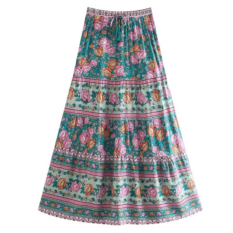 Boho Nederdel – 70'er Retro Blomsterprint