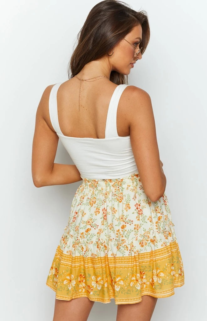 Short Hippie Skirt, Floral Print