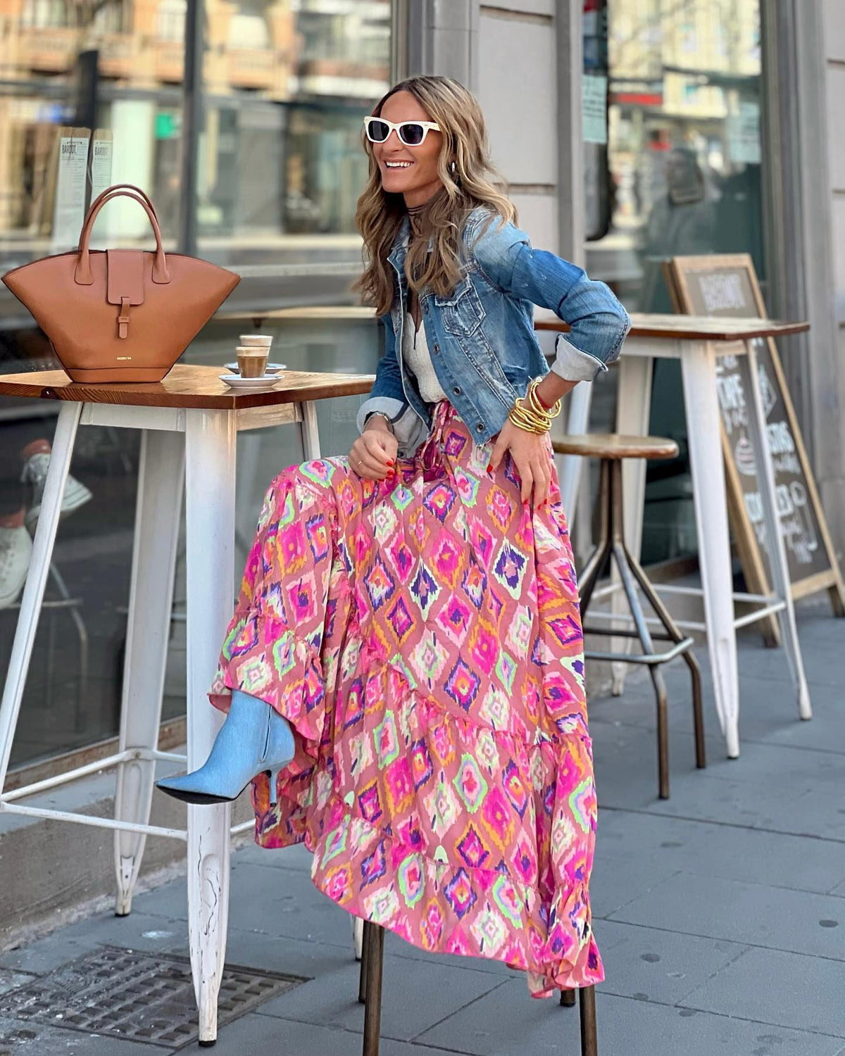 Long Hippie Skirt, Boho Batik Print
