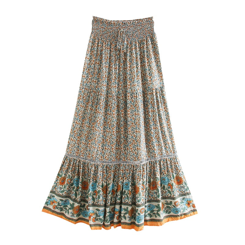 Boho nederdel – lang, broderet