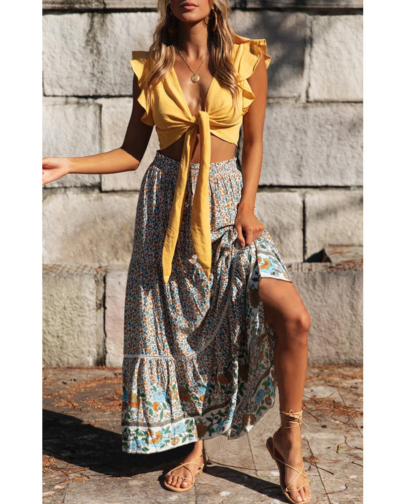Boho Nederdel – Maxilængde Blomsterprint