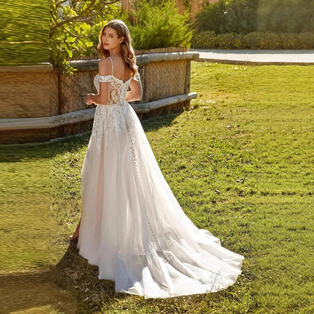 Lace Bustier Boho Wedding Dress