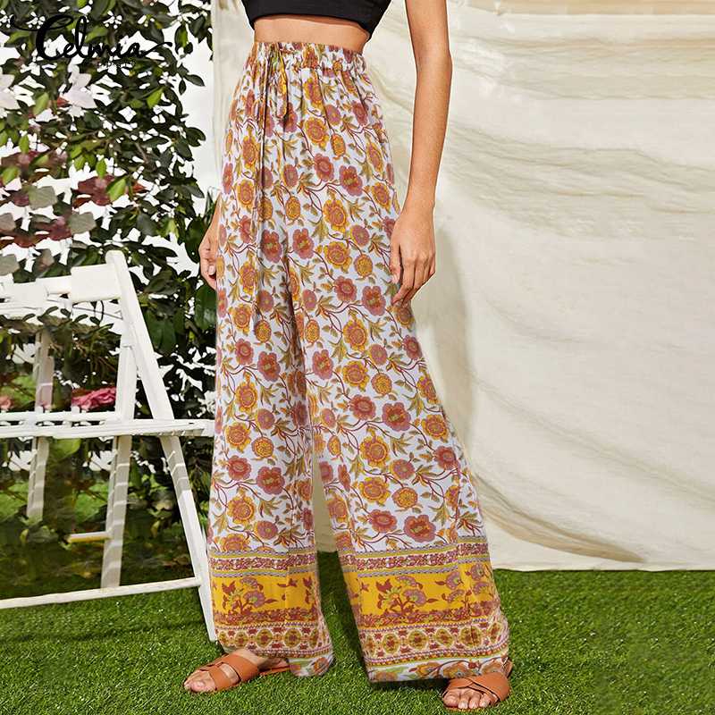 African Print Wide Leg Boho Pants