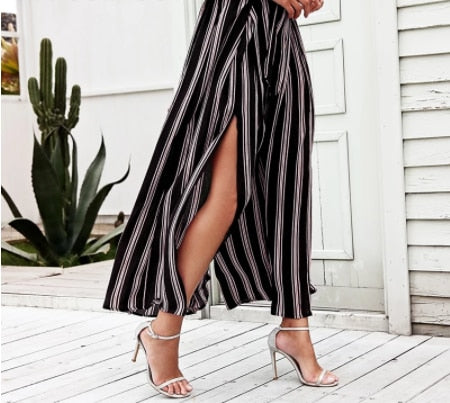Black cropped wide leg boho pants in cotton