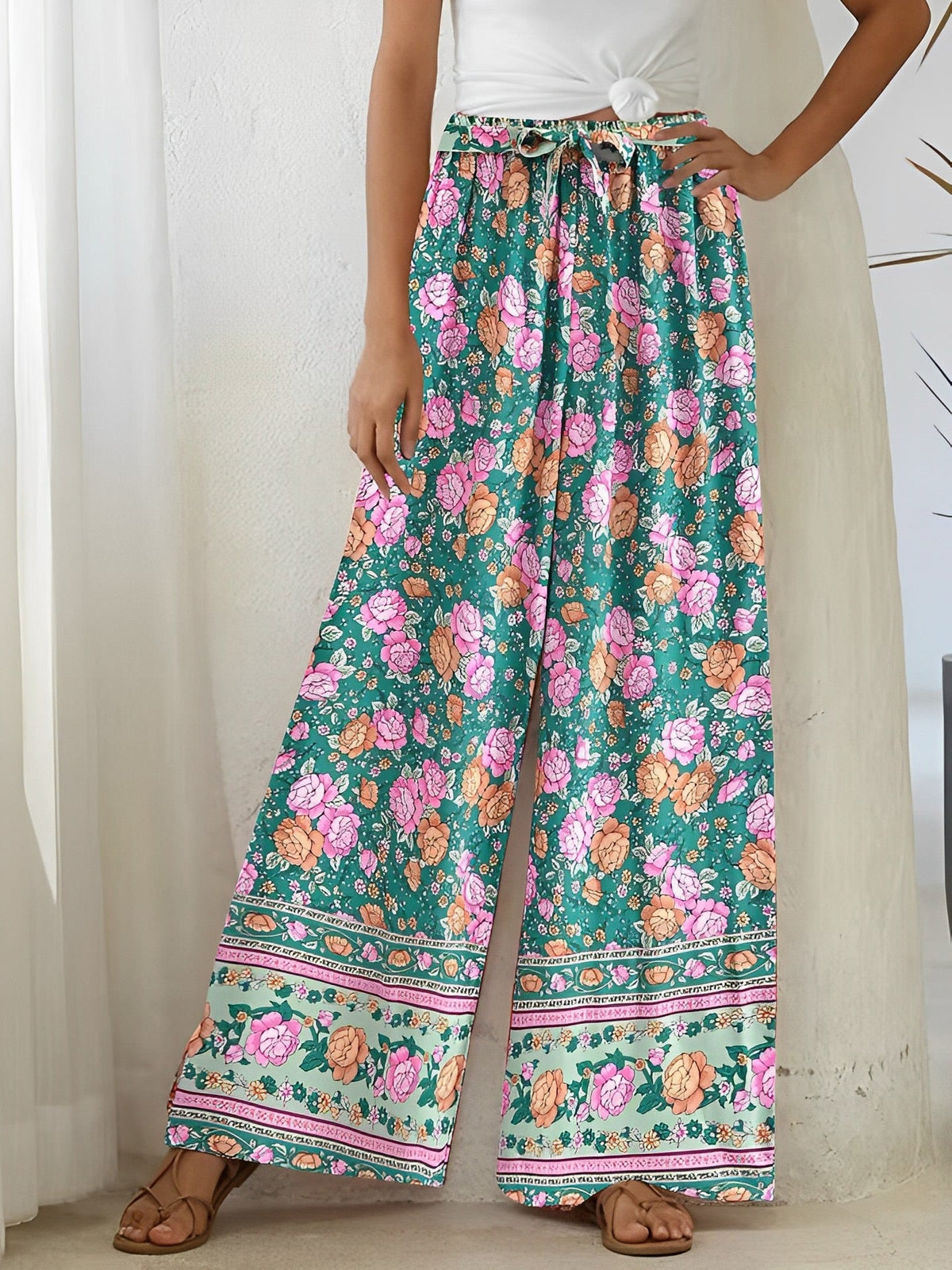 Wide leg boho pants with a flowing hippie cut