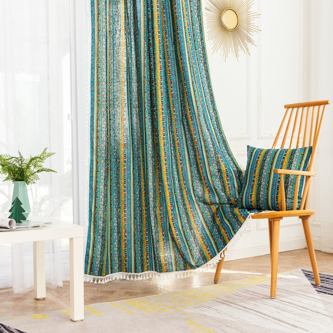 Hippie chic sheer cotton curtain panel for the home
