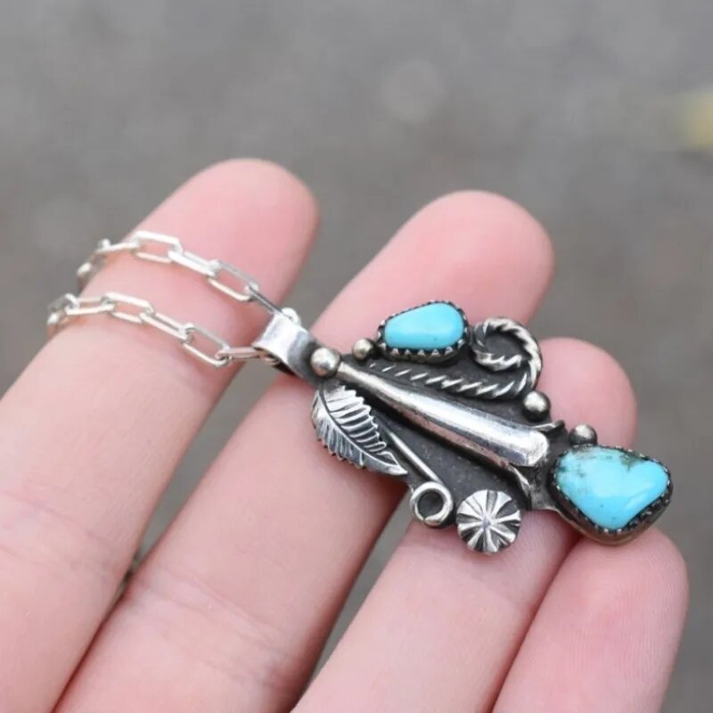 Turquoise Pendant Hippie Necklace