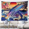 Japanese hippie tapestry hung as colorful wall decor